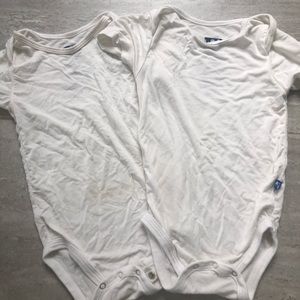 Two White Kickee Pants Short Sleeve Onesies 12-18 Months